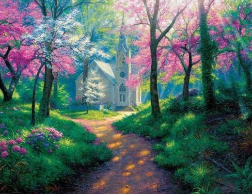 Forest Chapel Landscape Paint By Numbers