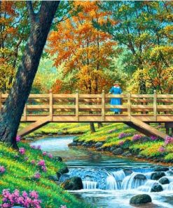 Wooden Bridge Forest Landscape Paint By Numbers