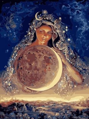 Girl on Sky With Moon People Paint By Numbers