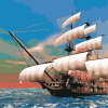 Pirate Ships Seascape Paint By Numbers
