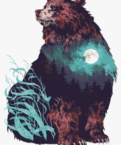 Moon Shadow Brown Bear  Animals Paint By Numbers