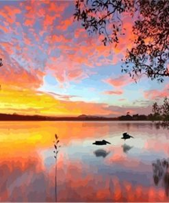 Picture Sunset Lake  - DIY Paint By Numbers - Numeral Paint