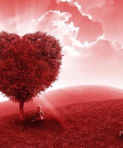 Red Love Tree Landscape Paint By Numbers
