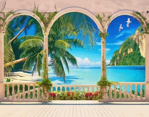 Tropical Beach Landscape Paint By Numbers