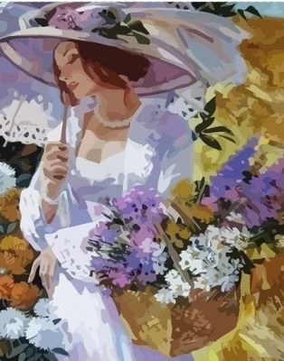 Woman In Flowers Store People Paint By Numbers