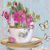 Flowers on Cups Flowers Paint By Numbers