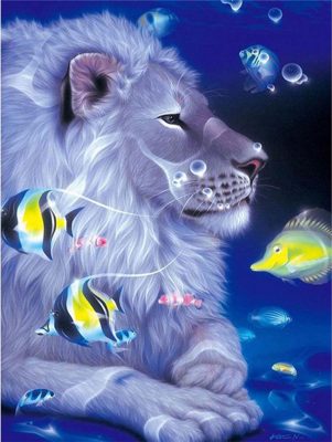 Lion Under the Water Animals Paint By Numbers