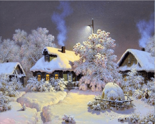 Winter Snow Villa Cities Paint By Numbers