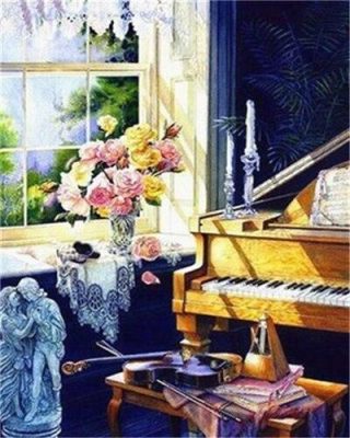 Violin Piano And Flowers- Still Life Paint By Numbers