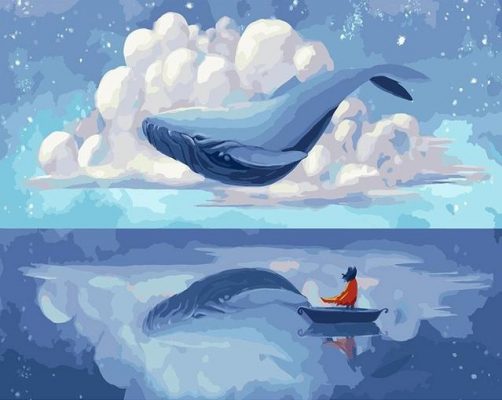 Whale Flying in the Sky Animals Paint By Numbers