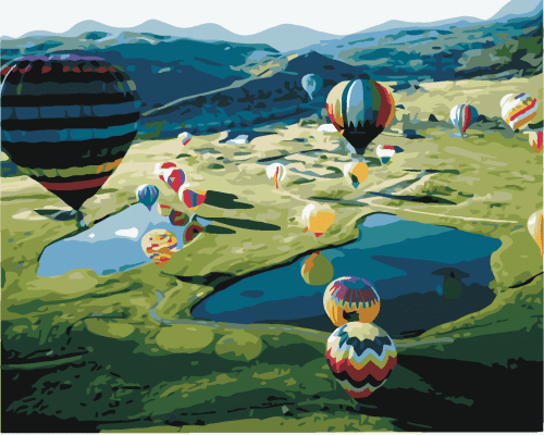 Sky Filled With Air Balloons Landscape Paint By Numbers