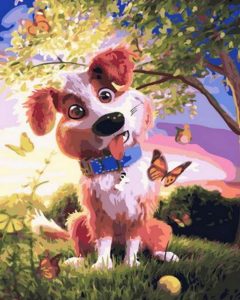 Dog And Butterfly Animals Paint By Numbers