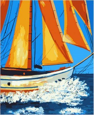 Yellow Sail Boat Seascape Paint By Numbers