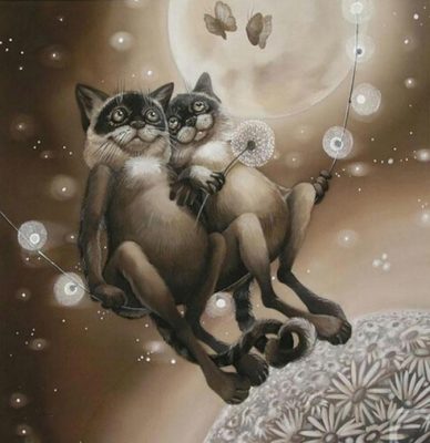 Romantic Cats in space Animals Paint By Numbers