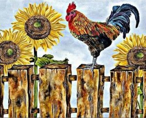 Cock With Sunflower Birds Paint By Numbers