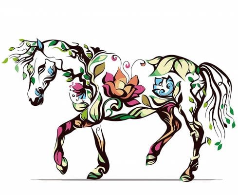 Horse Flower Silhouette Animals Paint By Numbers