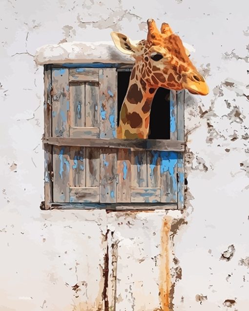 Giraffe Looking Through Window