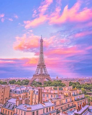 Eiffel Tower Pink Sky NEW Paint By Numbers