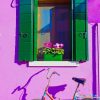 Road bicycle in purple wall paint by number