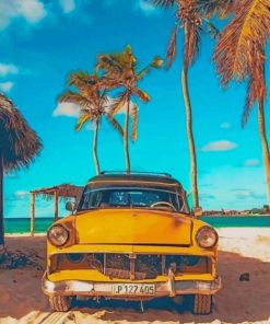 Amazing View Yellow Car in Cuba paint by numbers