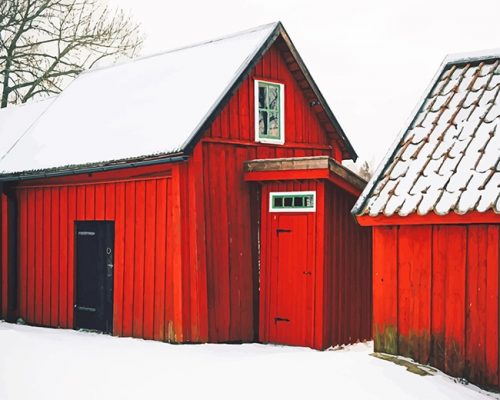 Beautiful Barn Snow NEW Paint By Numbers