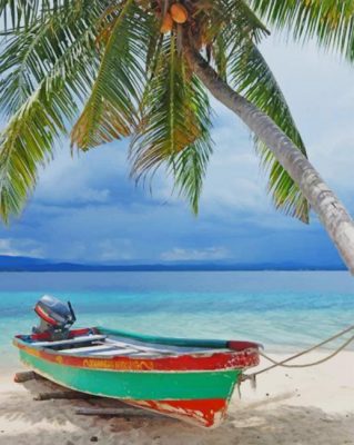 Boat On The Beach paint by numbers