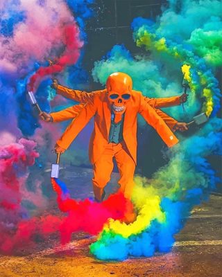 Skull Enjoying The colorful Smokes NEW Paint By Numbers