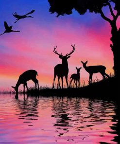 Deer Painting Silhouette paint by numbers