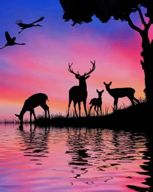 Deer Painting Silhouette paint by numbers