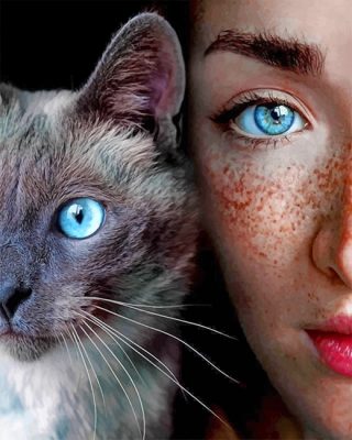 Eyes Girl And Cat NEW Paint By Numbers