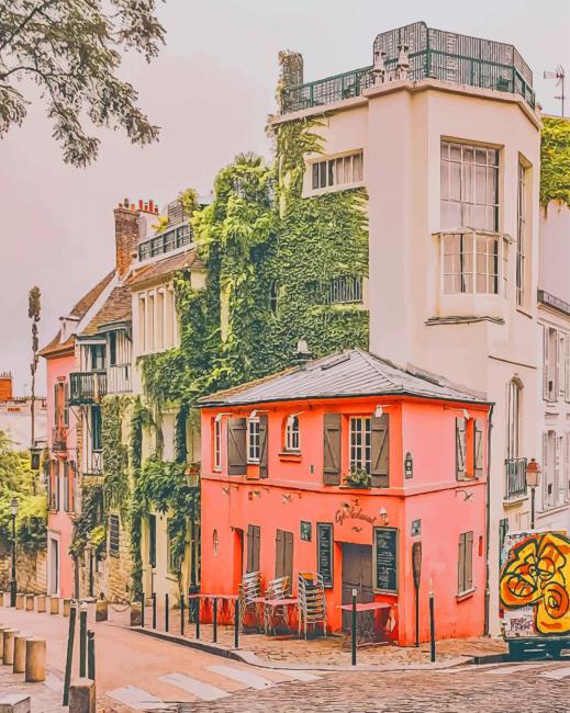 la Maison Rose Paris France paint by numbers