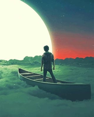 Man In A Boat Silhouette NEW Paint By Numbers