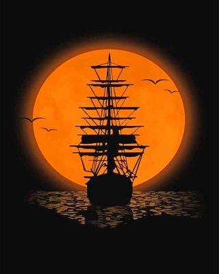 Pirate Ship Silhouette NEW Paint By Numbers