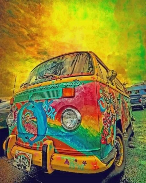 Psychedelic Combi Van paint By Numbers