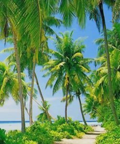 Puerto Rico Beach With Palms paint by numbers