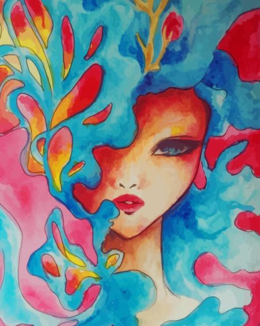 Abstract Colorful Girl paint by numbers