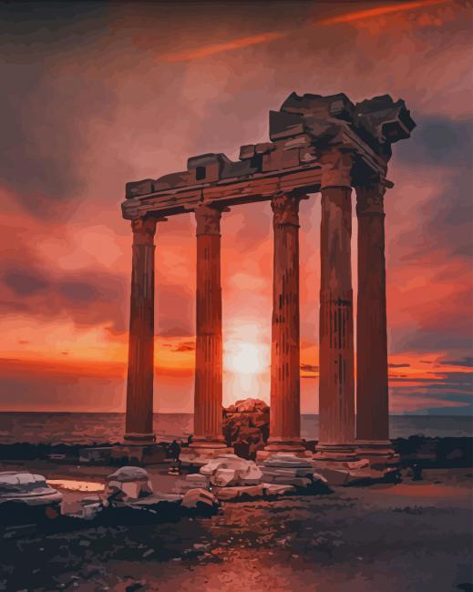 Apollo Temple Greece Sky view paint by numbers