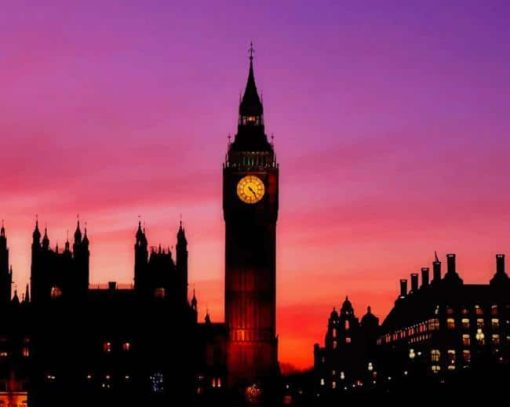 Big ben london silhouette paint by numbers
