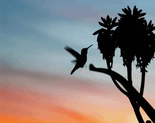 Bird On Branch Silhouette paint by numbers