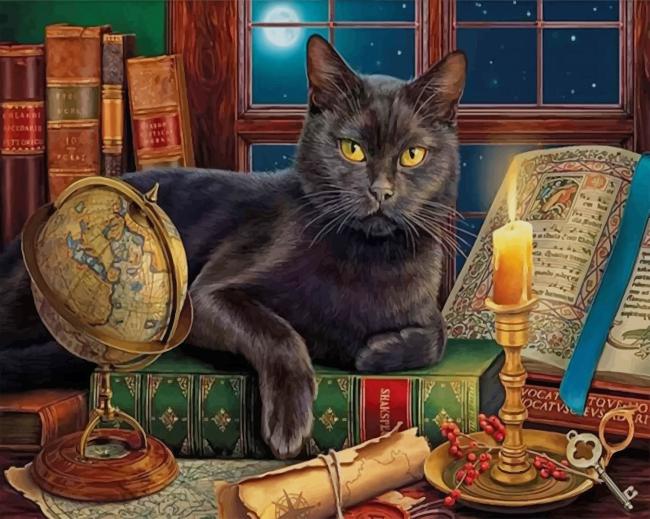 Black Cat by Candlelight paint by number