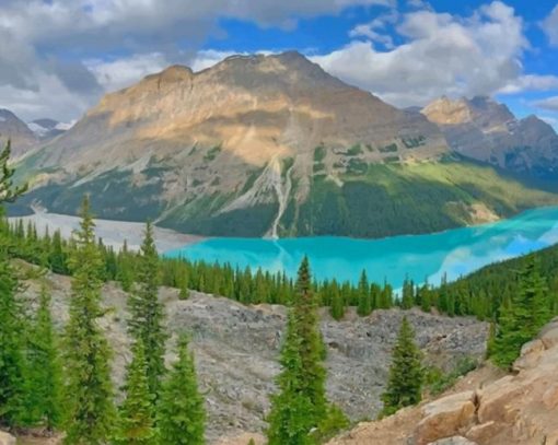 Bow Summit And Peyto Lake paint by number