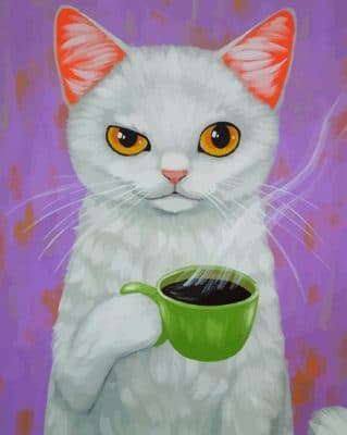 Cat Drinking Coffee paint by numbers