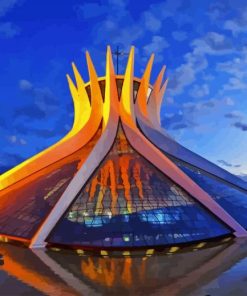 Cathedral Of Brasilia At Night paint by numbers