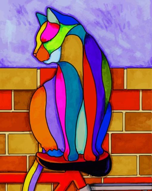 Colored Cat Art paint by numbers