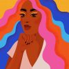 Colored Hair Girl Illustration paint by number
