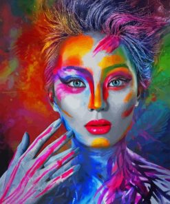 Colorful Girl Face paint by numbers