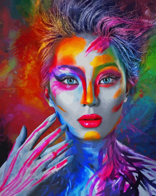 Colorful Girl Face paint by numbers