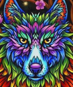 Colorful Wolf Drawing paint by numbers