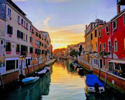 Colorful Houses Italy paint by numbers