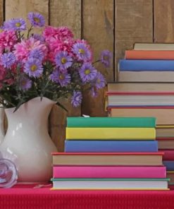 Vase Of Flowers And Books paint by numbers